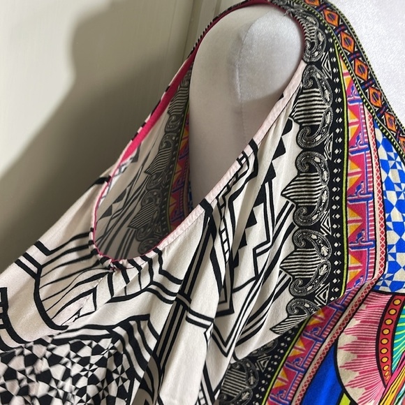 Flying Tomato Women's Aztec Print Cold Shoulder Tunic Top Mini Dress Sz M - Picture 6 of 12